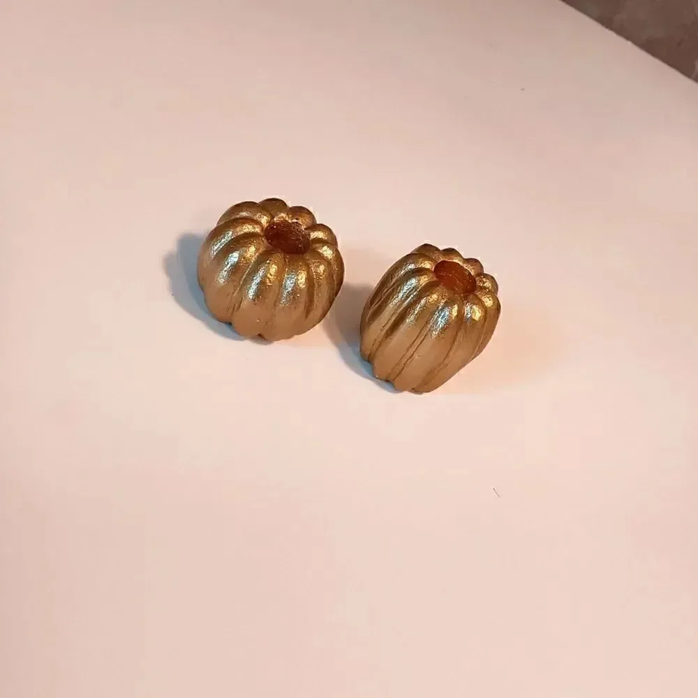 Gold Pumpkin Taper Candle Holders Set of 2